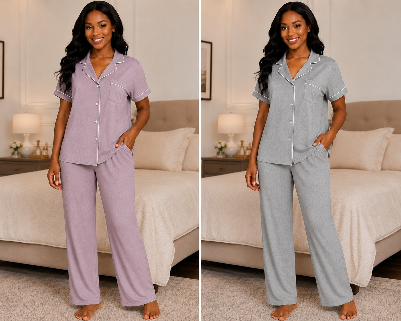Short sleeved cotton pajamas